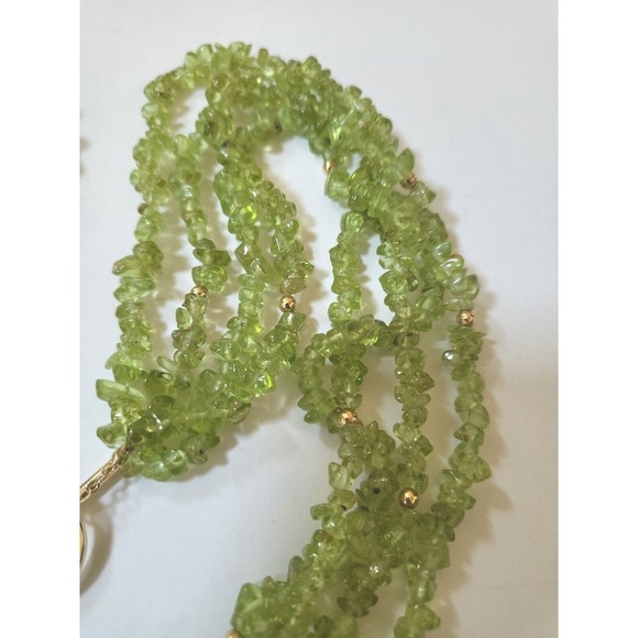 14KT Yellow Gold Peridot & Gold Beaded Multiple Strand Statement Necklace - Picture 6 of 10